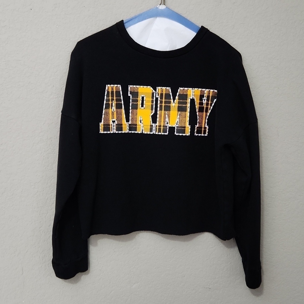 Victoria Secret Crop Top Womens Size XS Pink Army Sweatshirt Cropped